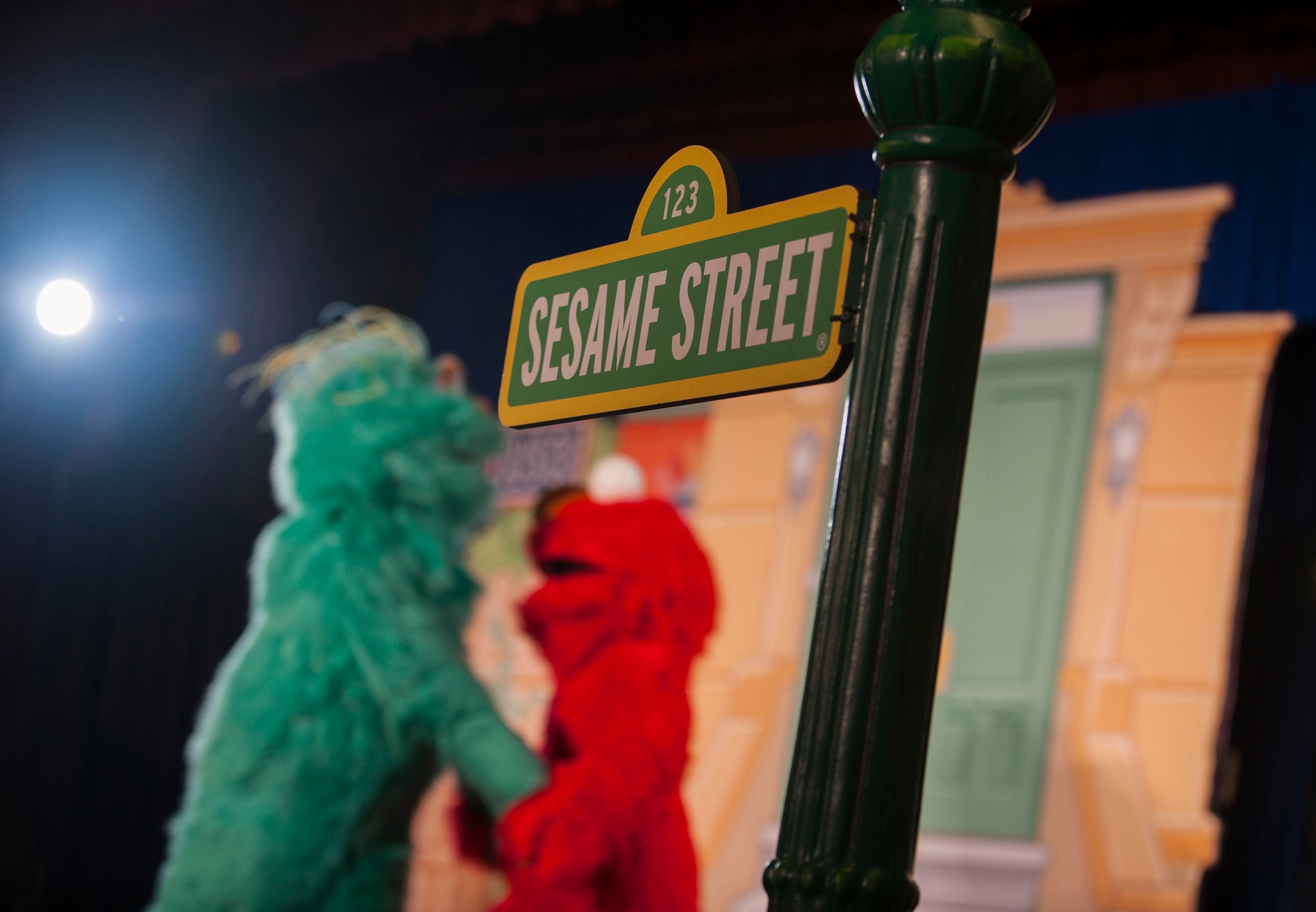 Hundreds of Team Minot family members gathered to watch the Sesame Street USO Experience for Military Families Tour at the Minot Air Force Base theater, June 16-17, 2014. The show, which had four separate viewing times, featured Elmo, Grover, Cookie Monster, Rosita and Katie, who is a military child herself. (U.S. Air Force photo/Airman 1st Class Apryl Hall)