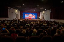 Hundreds of Team Minot family members gathered to watch the Sesame Street USO Experience for Military Families Tour at the Minot Air Force Base theater, June 16-17, 2014. The show, which had four separate viewing times, featured Elmo, Grover, Cookie Monster, Rosita and Katie, who is a military child herself. (U.S. Air Force photo/Airman 1st Class Apryl Hall)