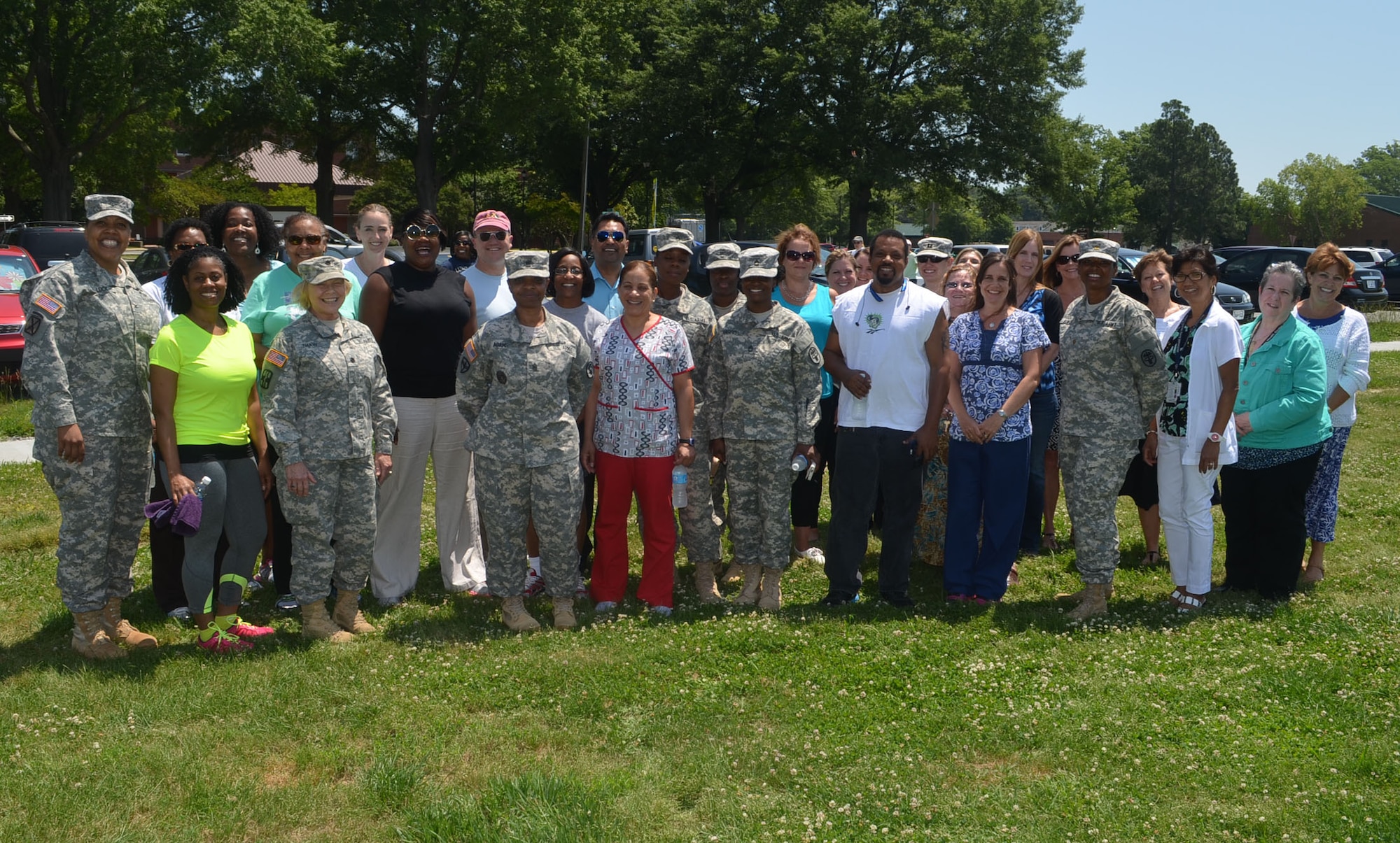 More than 60 U.S. Army Soldiers and civilian employees of participated in the first of three kick-off events to promote the Army’s Performance Triad hosted by McDonald Army Health Center at Fort Eustis, Va., June 3, 2014. The Performance Triad is an Army Medicine health initiative that promotes an optimal balance of sleep, activity and nutrition to improve the overall health of soldiers, family members, civilians and retirees. (U.S. Army photo by Andrew Brown/Released)