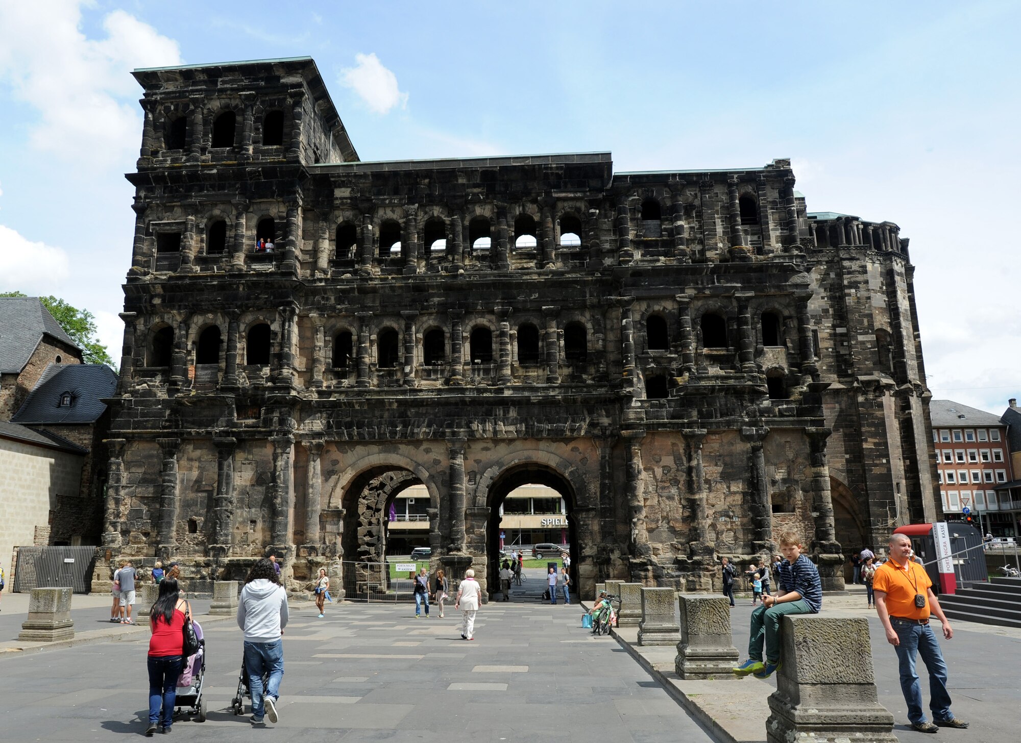 The view of the south side of Porta Nigra, Latin for “Black Gate” in Trier, Germany, is a beautiful site to see. For just a few euro tourists can explore the gate. (U.S. Air Force photo/Staff Sgt. R.J. Biermann)