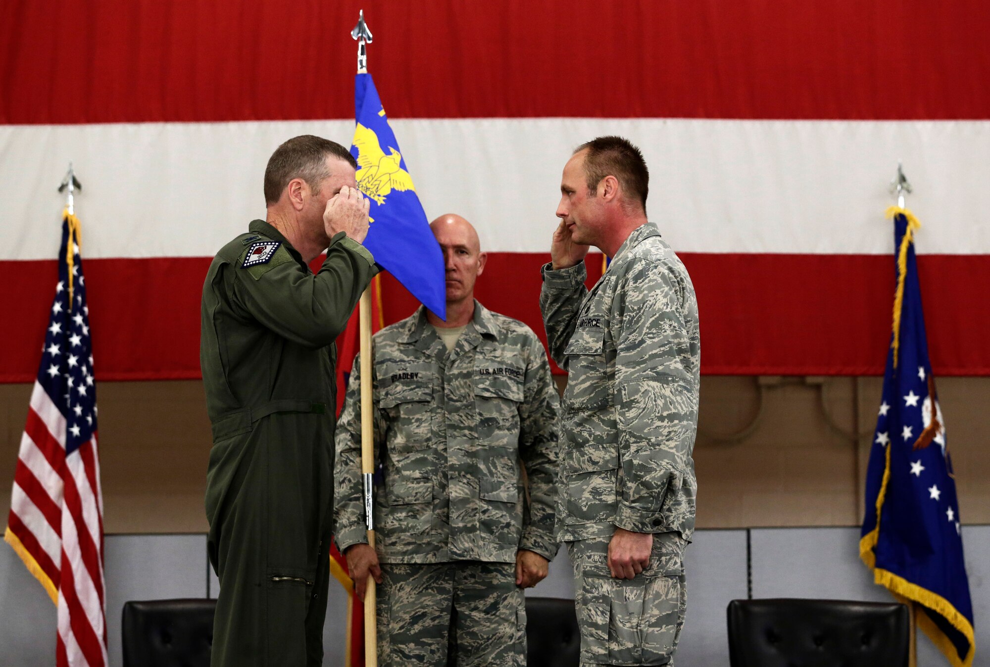 Lt. Col. Robert Kinney assumed command of the 188th Intelligence, Surveillance and Reconnaissance Group during a Conversion Day ceremony held at Ebbing Air National Guard Base, Fort Smith, Arkansas, June 7, 2014.  The ceremony also recognized the many changes occurring at the wing as a result of its conversion to a remotely piloted aircraft (MQ-9 Reapers) and ISR mission. The 188th Fighter Wing was redesignated as the 188th Wing during the event as well. (U.S. Air National Guard photo by Master Sgt. Mark Moore)