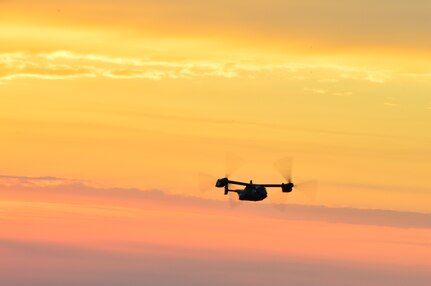 A U.S. Air Force CV-22 Osprey from the 8th Special Operations Squadron, flies over the Emerald Coast, May 2, 2014, in route to Hurlburt Field, Fla., as part of Operation Emerald Warrior. Emerald Warrior is an annual, joint exercise to train special operations, conventional and partner nation forces in combat scenarios and to hone special operations air and ground combat skills. It is the Department of Defense's only irregular warfare exercise. (U.S. Air Force photo/Airman 1st Class Jasmonet Jackson)
