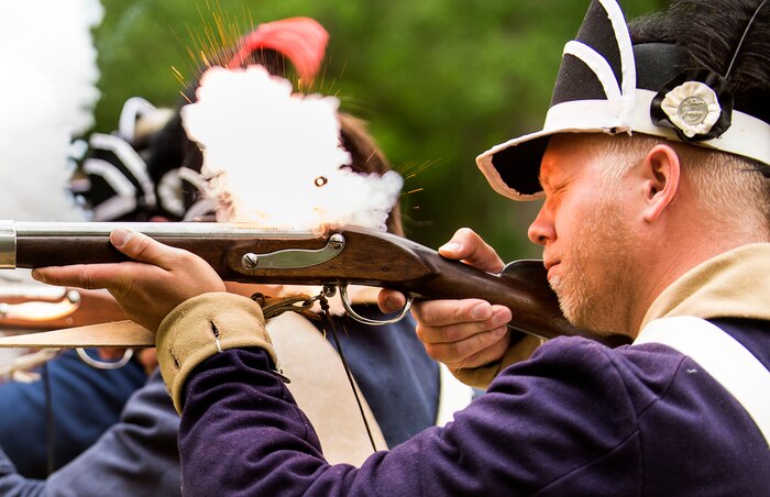 Actors perform a Colonial re-enactment at Old Fort Dorchester in Summerville, S.C., May 3, 2014. (U.S. Air Force photo by Senior Airman Kenneth W. Norman)