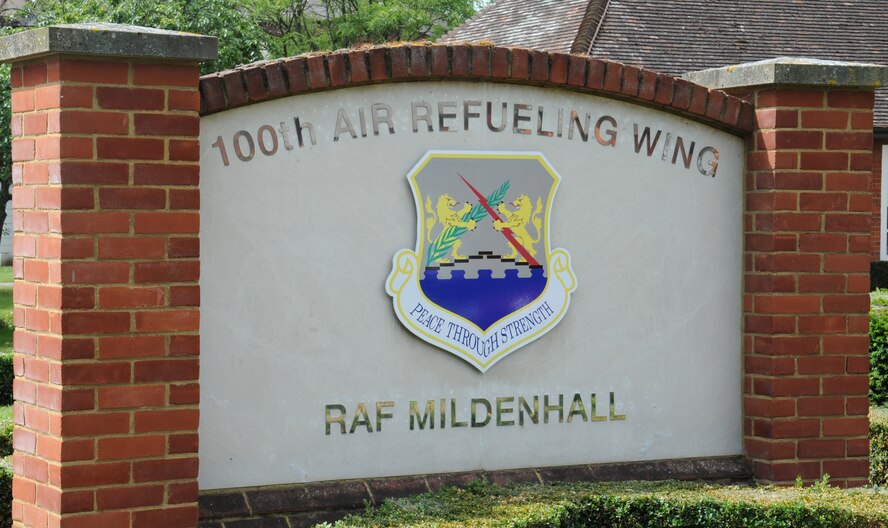 The 100th Air Refueling Wing headquarters building is home to the new historical library June 11, 2014 on RAF Mildenhall, England. U.S. Air Force Col. Daniel Merry, 100th Mission Support Group commander, and Mark Howell, 100th ARW historian from Odessa, Texas, pooled their book resources and created a historical library for the base population. (U.S. Air Force photo/Gina Randall/Released)