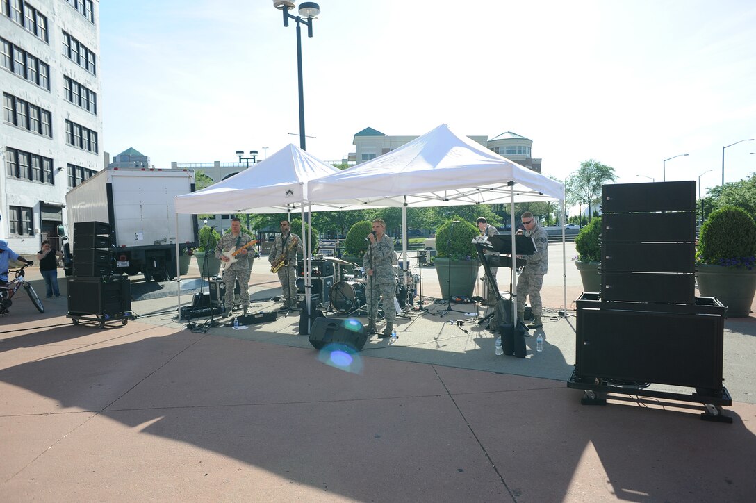 Systems Go performs at Dayton's Fifth Third Stadium in June 2014.  The band provided entertainment for baseball fans entering the stadium on Hometown Heroes military appreciation day.  Systems Go is a part of the USAF Band of Flight, stationed at Wright-Patterson AFB, Ohio.