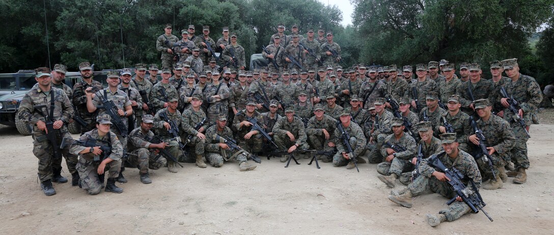 U.S. Marines with Special-Purpose Marine Air-Ground Task Force Crisis Response and Spanish Marines from 1st Marine Landing Battalion conducted a bilateral training event in Sierra del Retin, Spain, June 3, 2014. The training was conducted by the Spanish and American forces in an effort to demonstrate their commitment to military friendship, strategic partnership and regional and global security. (U.S. Marine Corps photo by Lance Cpl. Alexander Hill/Released)