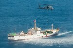 129th Rescue Wing Airmen conducted a long-range over-water rescue mission 700 miles off the coast of Mexico March 10-12 to save two fishermen who were burned in a diesel fire onboard the Chinese fishing vessel, Fu Yuan Yu #871.