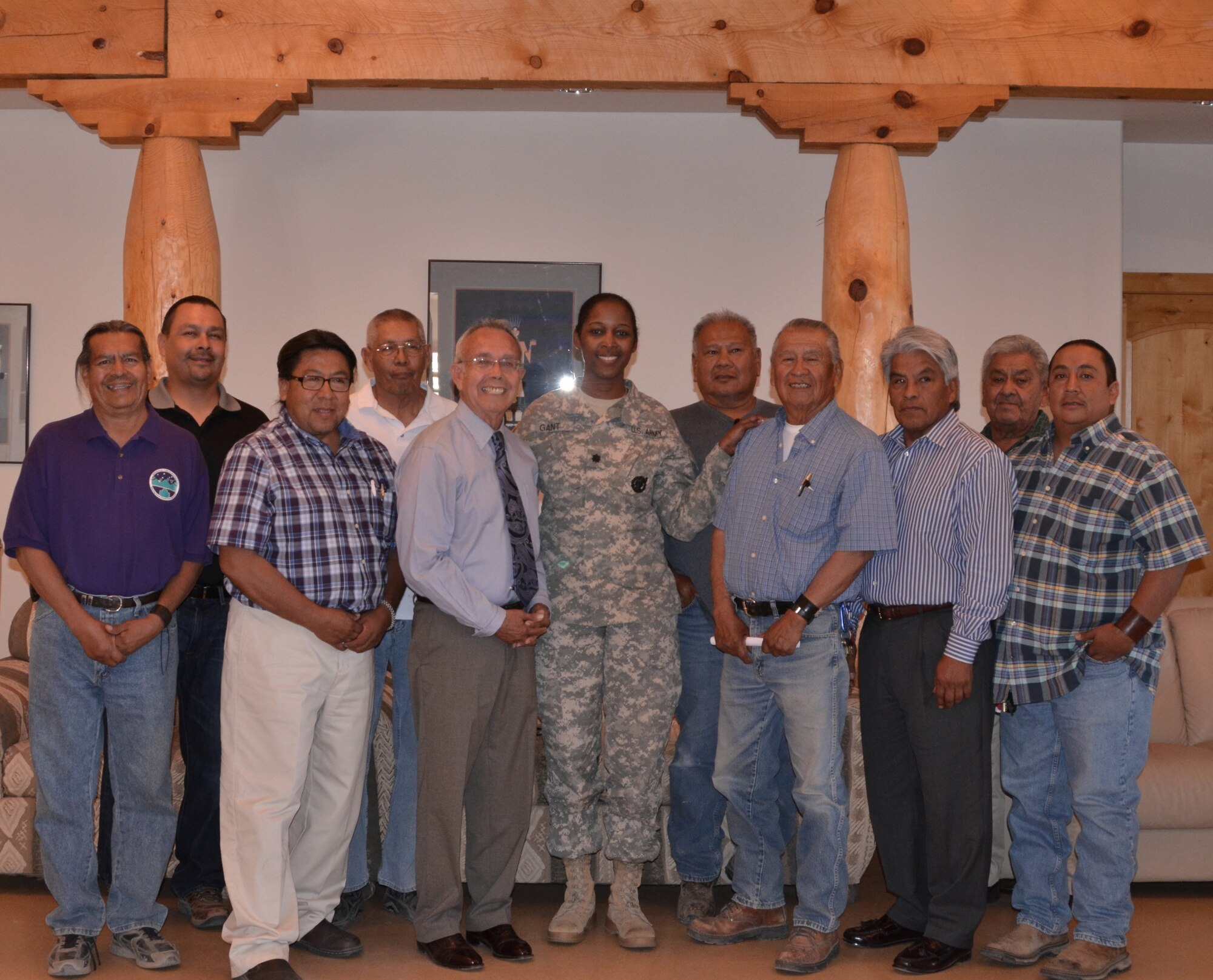COCHITI PUEBLO, N.M., -- Albuquerque District Commander , Lt. Col. Antoinette Gant gathered with Cochiti Tribal Council members for a photo, June 5, 2014.