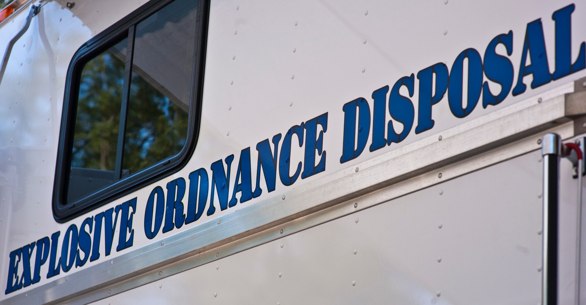 The 1st Special Operations Civil Engineer Squadron explosive ordnance disposal vehicle is displayed at the Okaloosa County Sheriff’s Office youth week at the fairgrounds in Niceville, Fla., June 20, 2014. EOD Airmen displayed equipment during the event. (U.S. Air Force photo/Senior Airman Krystal M. Garrett) 