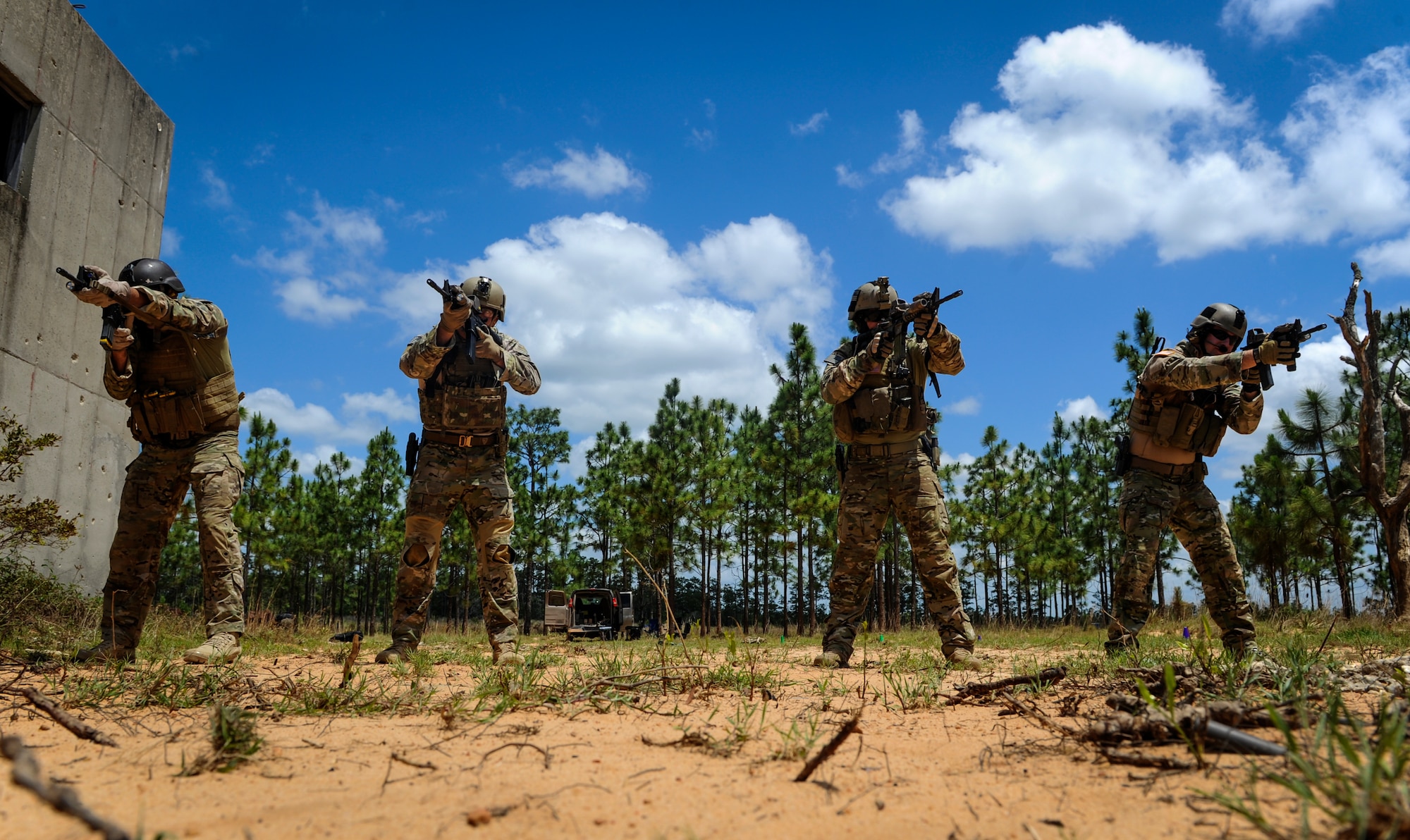 Members of the 20th Special Force Group engage targets during weapons training on Eglin Range, Fla., June 5, 2014. Airmen and soldiers practiced weapons training, close-air support, and RAPIDS infiltrations/exfiltration. (U.S. Air Force photo/Senior Airman Christopher Callaway)