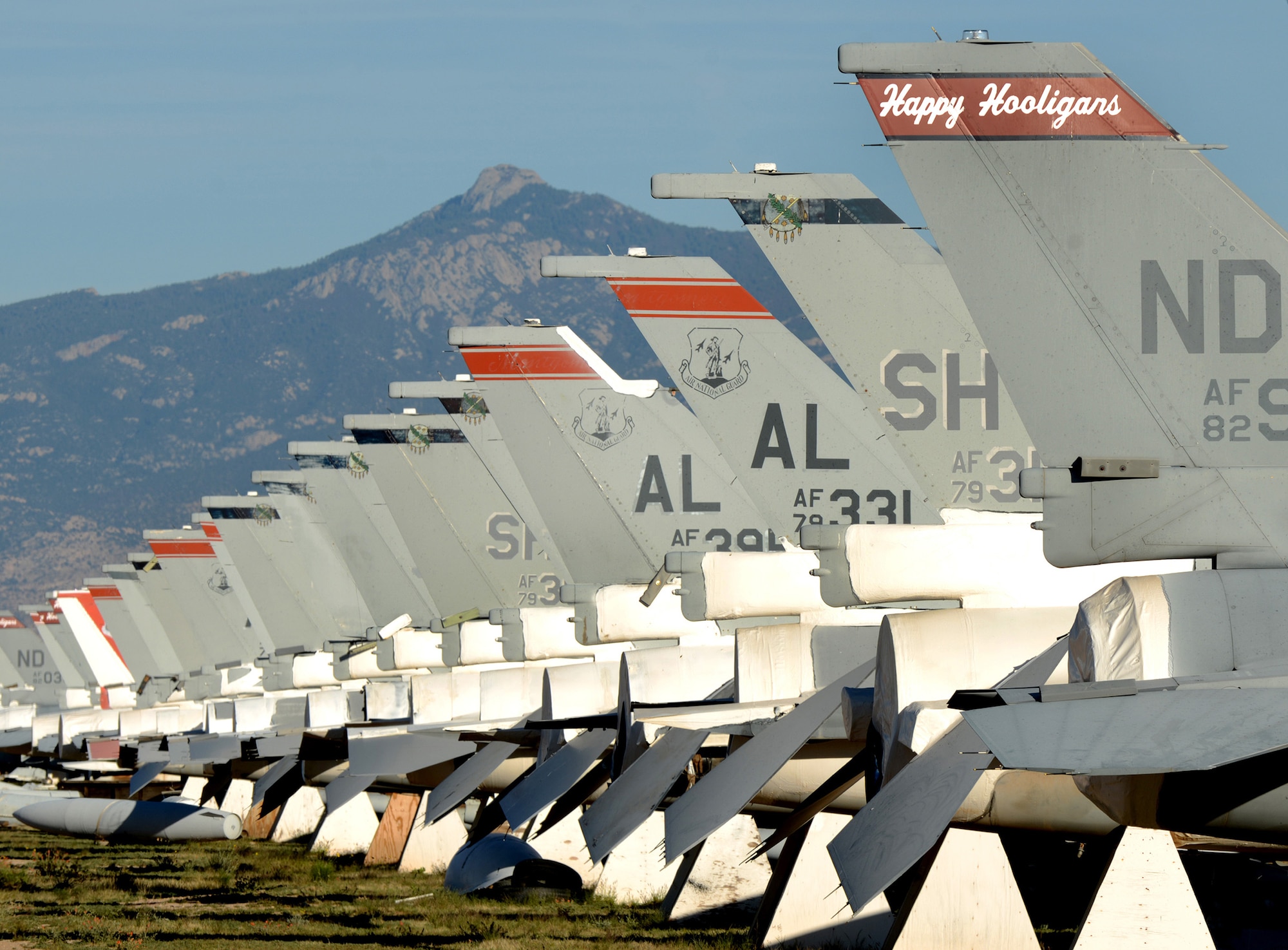 DAVIS-MONTHAN AIR FORCE BASE, Ariz. – Retired aircraft from various Air Force bases around the country are lined up as they sit in storage at the 309th Aerospace Maintenance and Regeneration Group (AMARG), often called “The Boneyard.” AMARG, an Air Force aircraft and missile storage and maintenance facility located at Davis-Monthan, takes care of more than 4,400 aircraft, which makes it the largest aircraft storage and preservation facility in the world. (U.S. Air Force photo/Tech. Sgt. Frank Oliver)