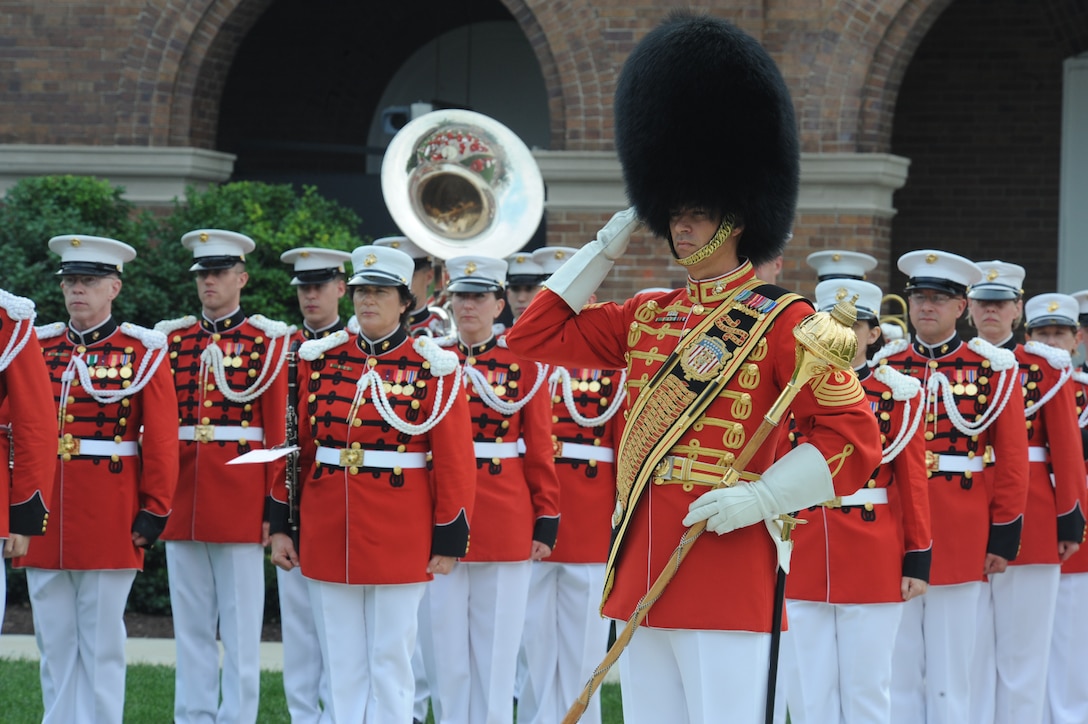 The Commandant of the Marine Corps, General James T. Conway, hosts an honors ceremony for Brigadier General Luis Gomez Vasquez, Commandant of the Colombian Marine Corps on June 14, 2010 at Marine Barracks Washington, D.C.  (United States Marine Corps Photo by Cpl Erin A. Kirk-Cuomo)(RELEASED)