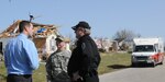 Army 2nd Lieutenant Sean Jones meets with local authorities in LaRue County, Ky., March 1, 2012, to coordinate the Kentucky National Guard mission following the tornado that struck the community of Hodgenville on Feb. 29, 2012.