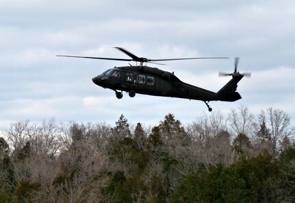 Army Maj. Gen. Stephen L. Danner, adjutant general of the Missouri National Guard, tours southwest Missouri via UH-60 Black Hawk helicopter before meeting with Guard and local officials in Branson, Mo., the site of a Feb. 29, 2012, tornado. Gov. Jay Nixon activated the Missouri Guard for state emergency duty less than 24 hours after strong storms hit the state. About 120 Citizen-Soldiers are assisting local authorities.