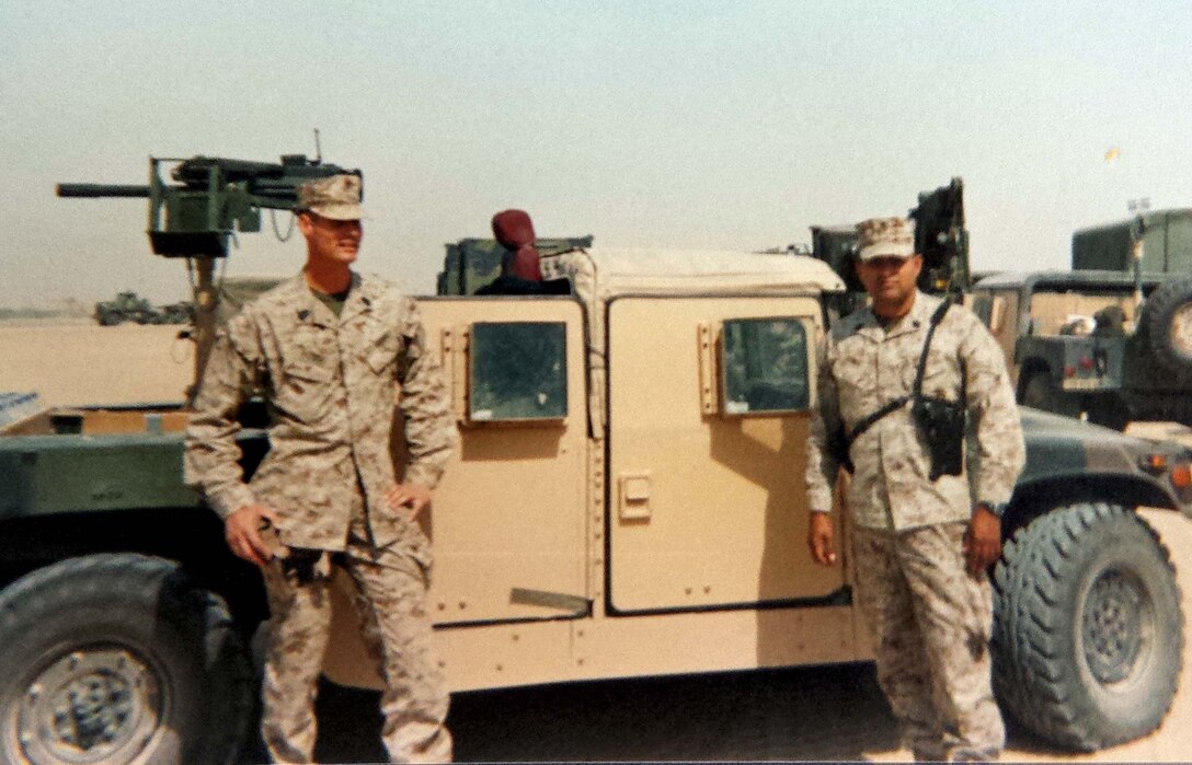 Courtesy photo Master Sgts. Allessi and Ramos in Iraq, 2005.