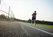 Paul Dunning runs a half marathon at Moody Air Force Base, Ga., June 21, 2014. Dunning, 63, finished with a time of 2:01. (U.S. Air Force photo by Senior Airman Jarrod Grammel/Released)

