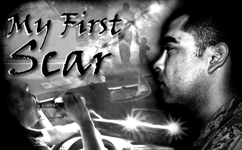 Staff Sgt. Luis Loza Gutierrez shares the story of how his first scar became his reason for never driving while under the influence of alcohol. (U.S. Air Force graphic/Staff Sgt. Luis Loza Gutierrez)