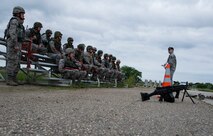 The 5th Civil Engineer Squadron conducted deployment training at Minot Air Force Base, N.D., June 18, 2014. Airmen from all ranks participated in training that taught them how to build a tent together, conduct a proper convoy and how to use some of the large mobile equipment used in a deployed environment. (U.S. Air Force photo/Senior Airman Andrew Crawford)
