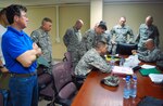 Jack Gross, Lean Six Sigma Master Black Belt and Instructor, observes a class of student soldiers in a recent Lean Six Sigma Green Belt class as they conduct one of the many exercises here, Feb. 23, 2011.