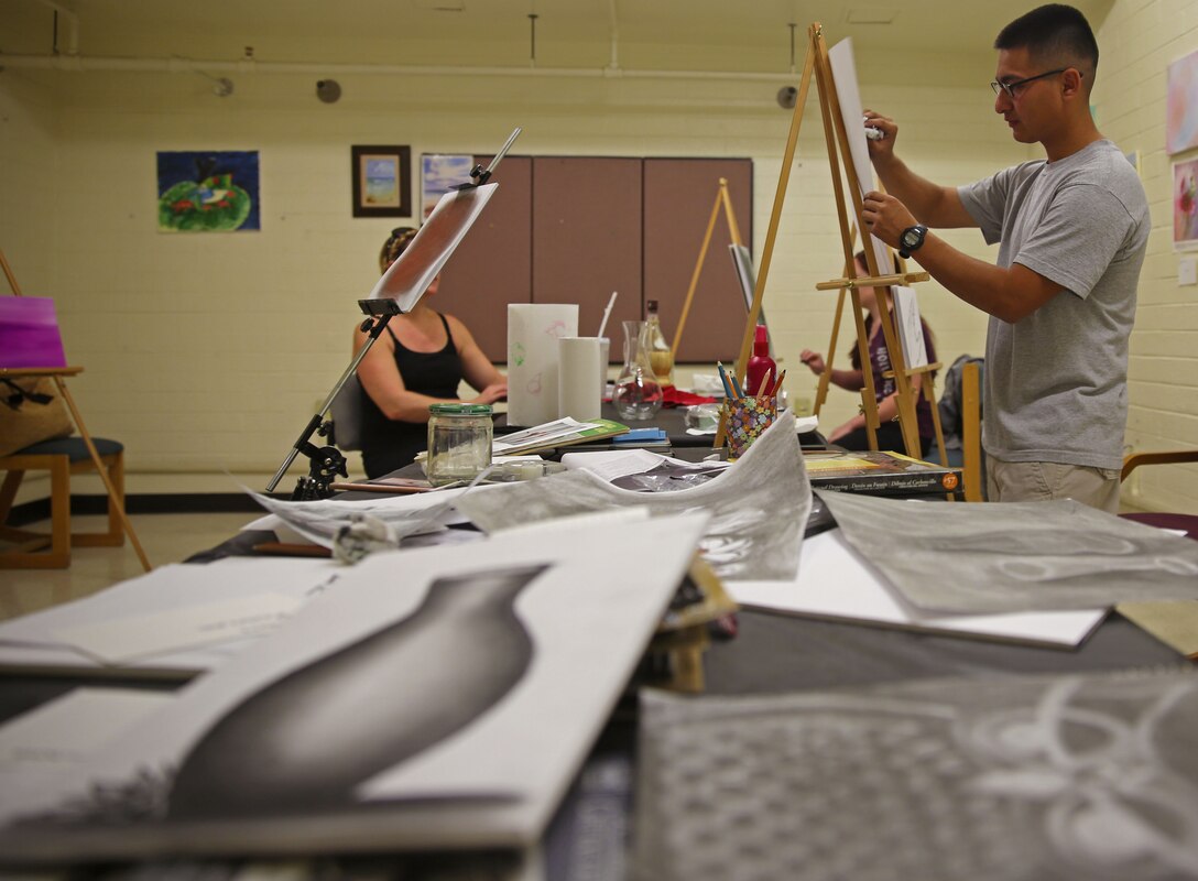 The Single Marine Program at Marine Corps Air Station Yuma, Ariz., hosted an art class for service members in an effort to bolster imagination and provide an opportunity to those looking to learn how to draw, June 17.