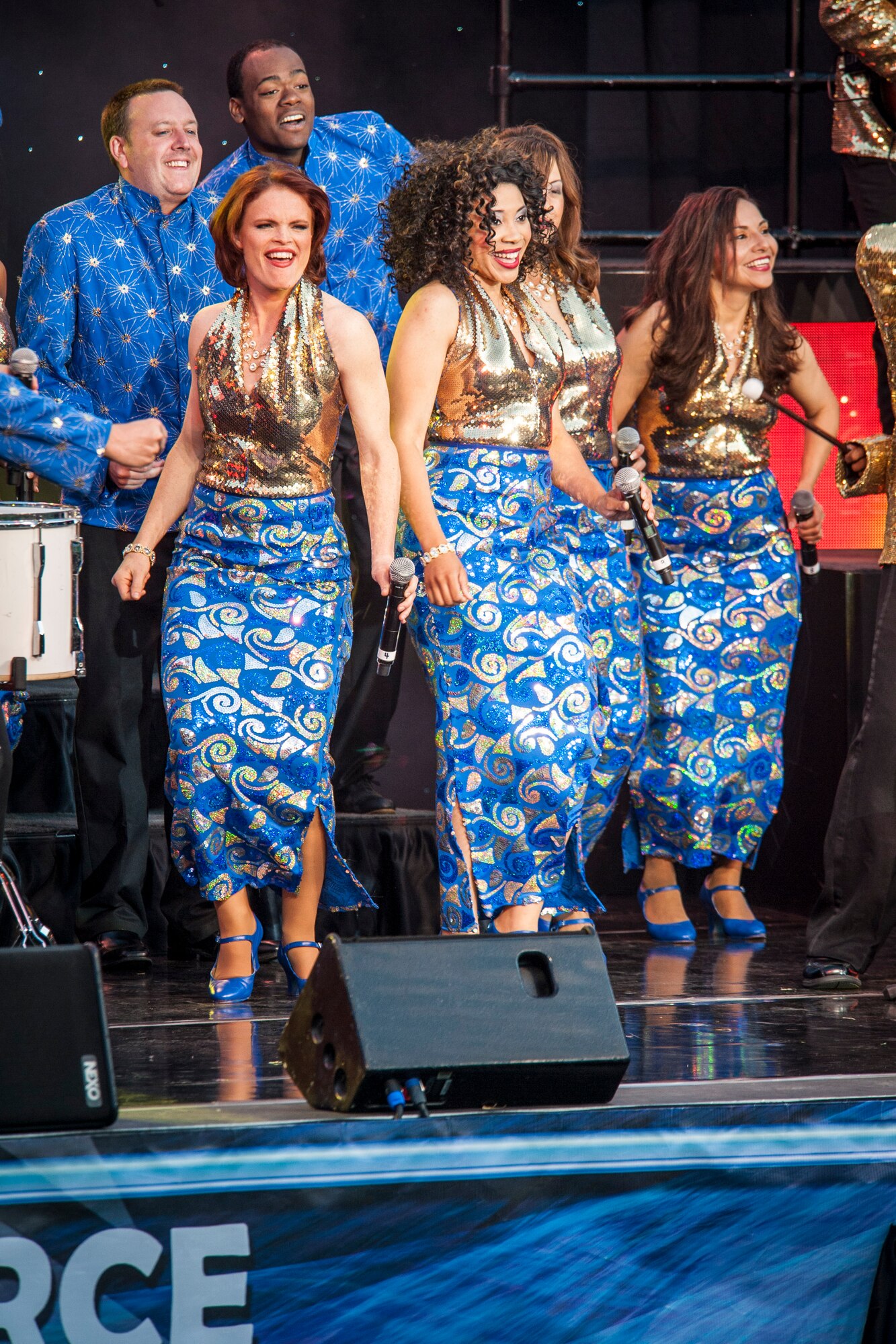 Tops In Blue performs for the Spokane community and Team Fairchild at the Riverfront Park Lilac Bowl in Spokane, Wash., June 21, 2014, while on their 60th anniversary tour with performances ranging from classic rock to today’s Top 40 hits. Tops In Blue is the Air Force’s premier entertainment showcase team and composed of 35 to 40 of the most talented vocalists, musicians, dancers, and technicians anywhere. Their primary purpose is to perform for military personnel and their families throughout the world. (U.S. Air Force photo by Staff Sgt. Benjamin W. Stratton/Released)
