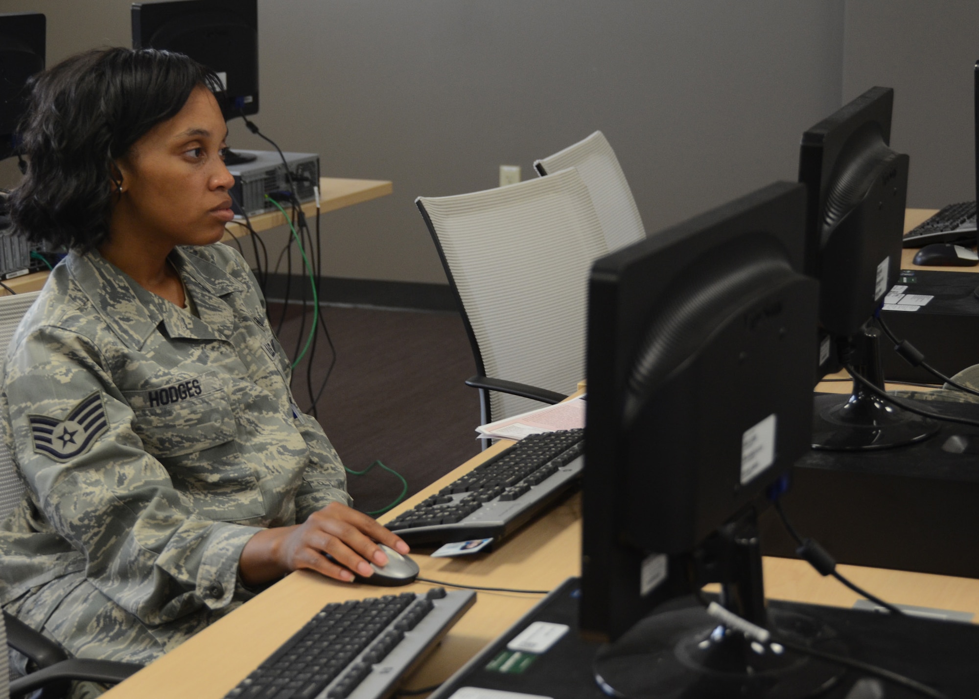 Computer labs provided valuable online training time to many Citizen Airmen during AT training week June 16-22, 2014, at Whiteman Air Force Base, Missouri. (U.S. Air National Guard photo by Staff Sgt. Brittany Cannon)