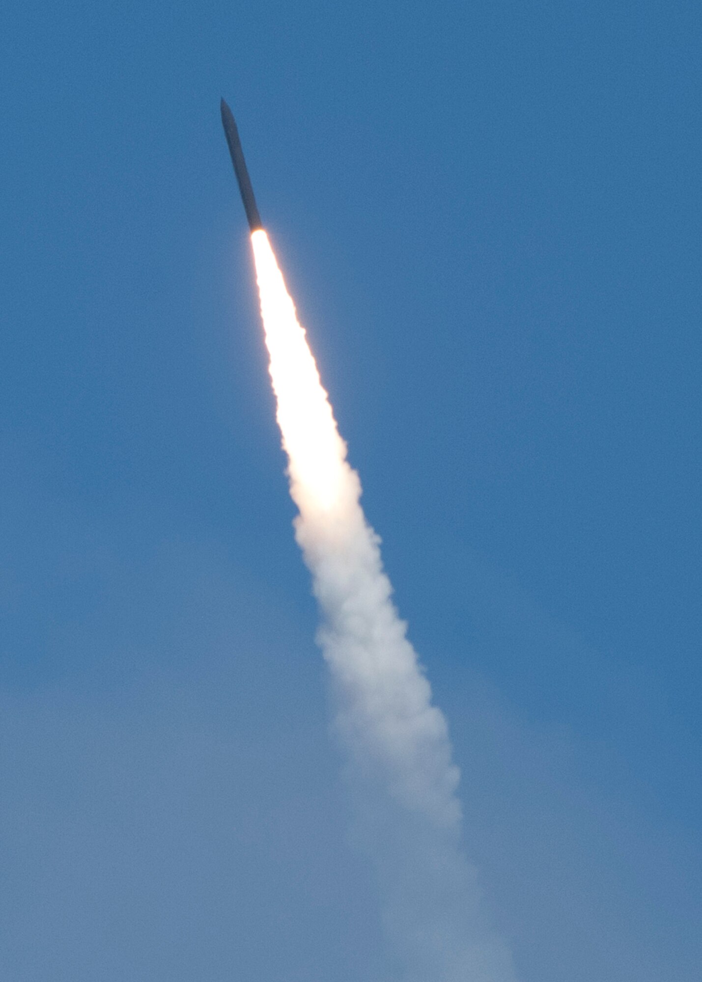 A Ground-based Interceptor missile, an element of the nation's Ground-based Midcourse Defense system, is launched from North Vandenberg Sunday at 11:54 a.m. PDT by 30th Space Wing officials, the U.S. Missile Defense Agency, and U.S. Northern Command. The missile intercepted a target missile over the Pacific Ocean launched from the Reagan Test Site, Kwajalein Atoll, in the Republic of the Marshall Islands. (U.S. Air Force photo by Michael Peterson/Released)
