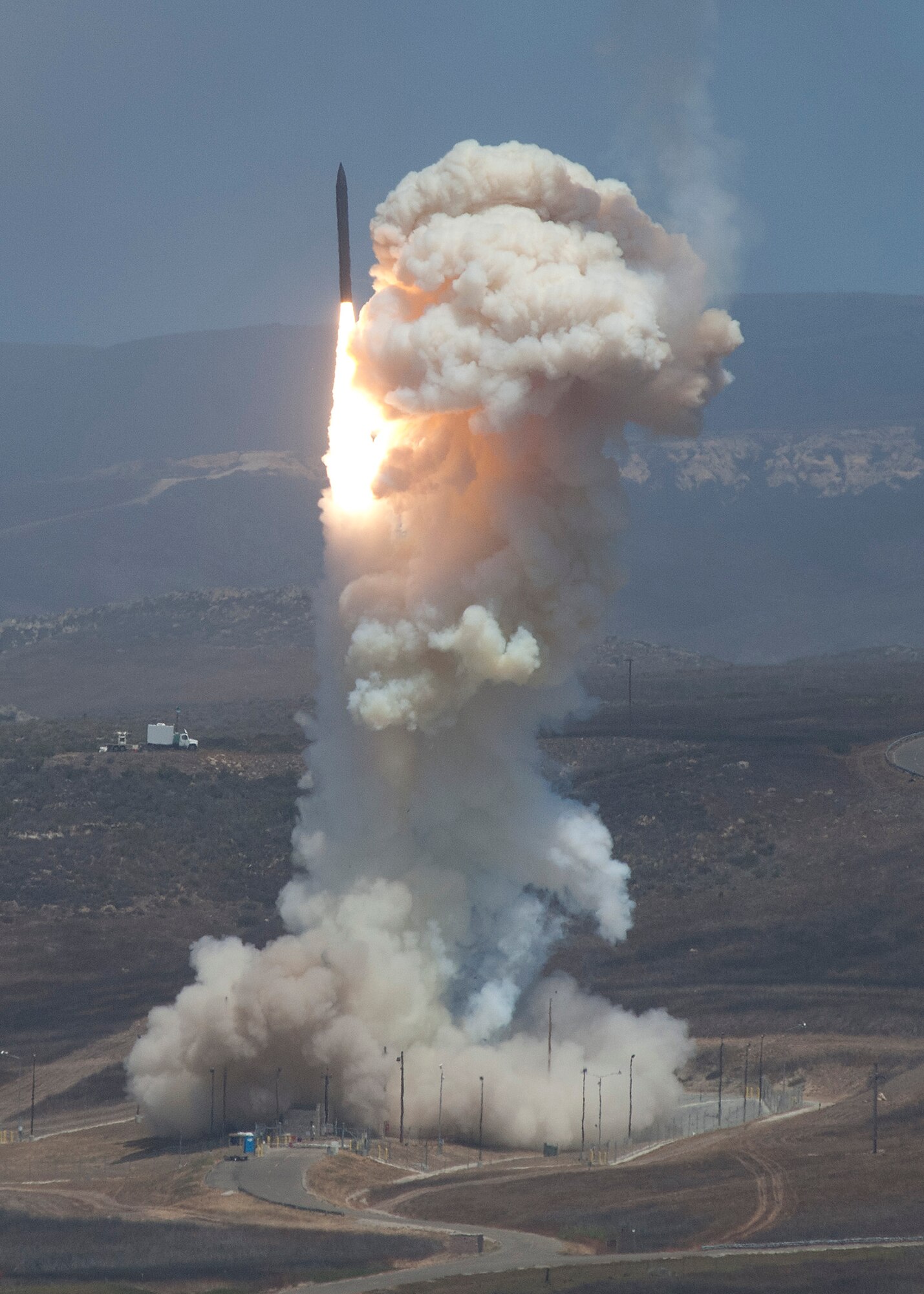 A Ground-based Interceptor missile, an element of the nation's Ground-based Midcourse Defense system, is launched from North Vandenberg Sunday at 11:54 a.m. PDT by 30th Space Wing officials, the U.S. Missile Defense Agency, and U.S. Northern Command. The missile intercepted a target missile over the Pacific Ocean launched from the Reagan Test Site, Kwajalein Atoll, in the Republic of the Marshall Islands. (U.S. Air Force photo by Michael Peterson/Released)
