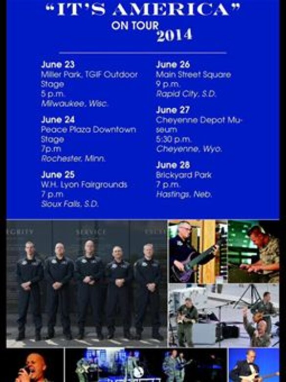 Max Impact and the United States Air Force Honor Guard Drill Team Midwest tour schedule (U.S. Air Force graphic)