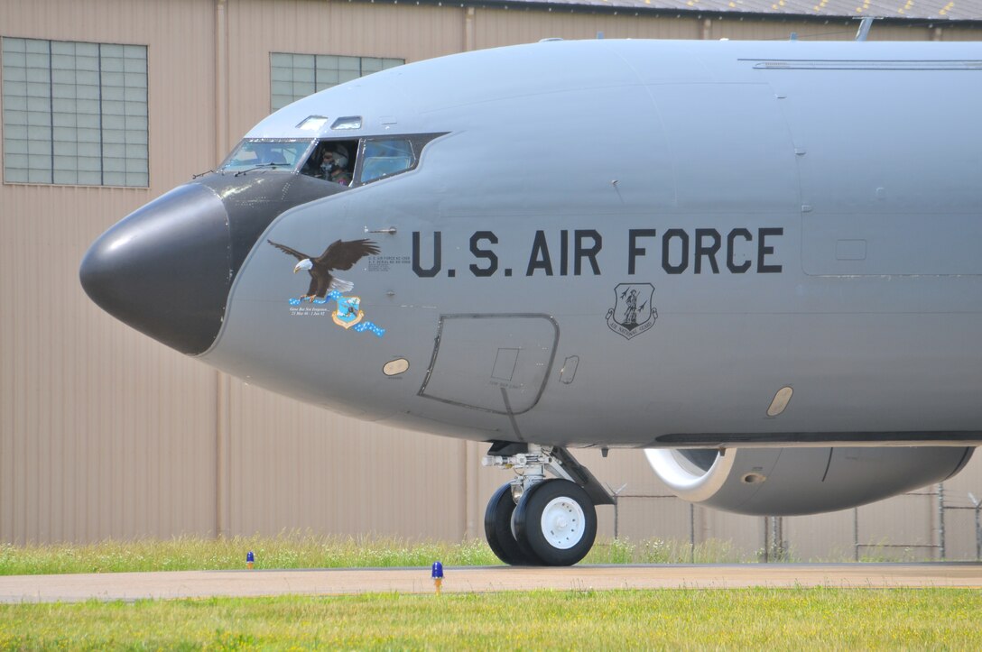 KC-135R Stratotankers at the 126th Air Refueling Wing stationed at Scott Air Force Base, Ill., taxi to their assigned parking spots during Exercise Vigilant Citizen on June 7, 2014.  The 126th Air Refueling Wing conducted an 8010 exercise simulating a national emergency that would require immediate air refueling support by the 126 ARW. (Air National Guard photo by Staff Sgt. Andrew Kleiser)