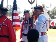 Tim Pyeatt, winner of the 2014 Society of American Indian Government Employees
Meritorious Service Award, actively promotes his culture through the
Thunderbird Honor Guard.  The group represents several tribes and conducts
flag ceremonies for local Native American cultural events, like the
Thunderbird Powwow and Musical Echoes Flute Festival.  (Courtesy photo)
