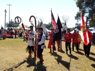 Tim Pyeatt, winner of the 2014 Society of American Indian Government Employees
Meritorious Service Award, actively promotes his culture through the
Thunderbird Honor Guard.  The group represents several tribes and conducts
flag ceremonies for local Native American cultural events, like the
Thunderbird Powwow and Musical Echoes Flute Festival.  (Courtesy photo)
