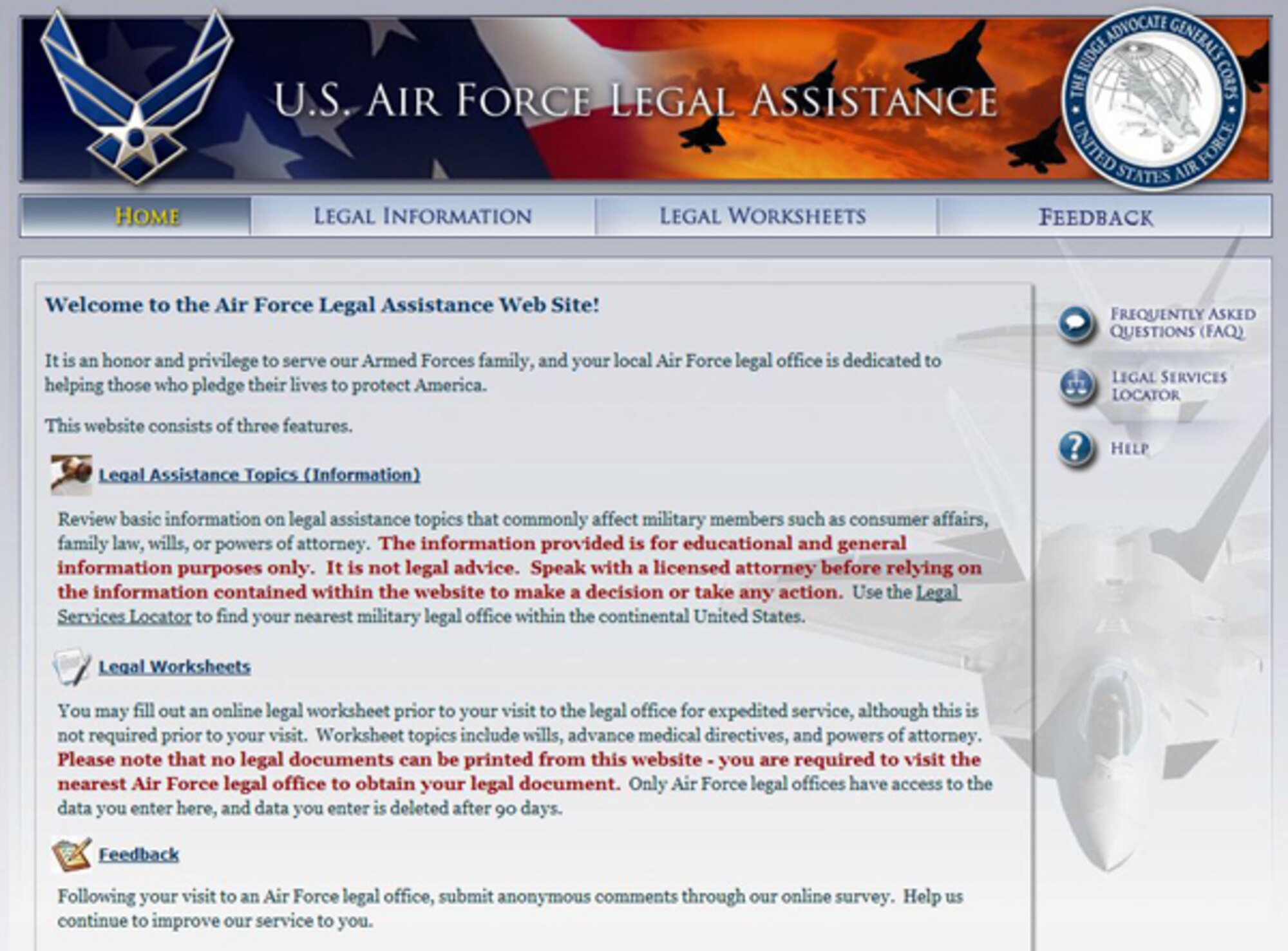The Air Force has a Legal Assistance website that offers information on a variety of topics. Visit https://aflegalassistance.law.af.mil. (Courtesy image)