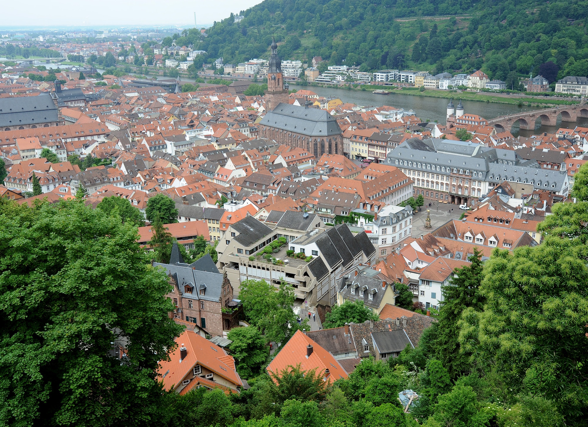 From the heights of Heidelberg Castle, visitors can see down into the square in Heidelberg, Germany. The massive castle was first constructed around 1300, and first used as a royal residence in 1398 for Prince Rupert III. (U.S. Air Force photo/Staff Sgt. R.J. Biermann)