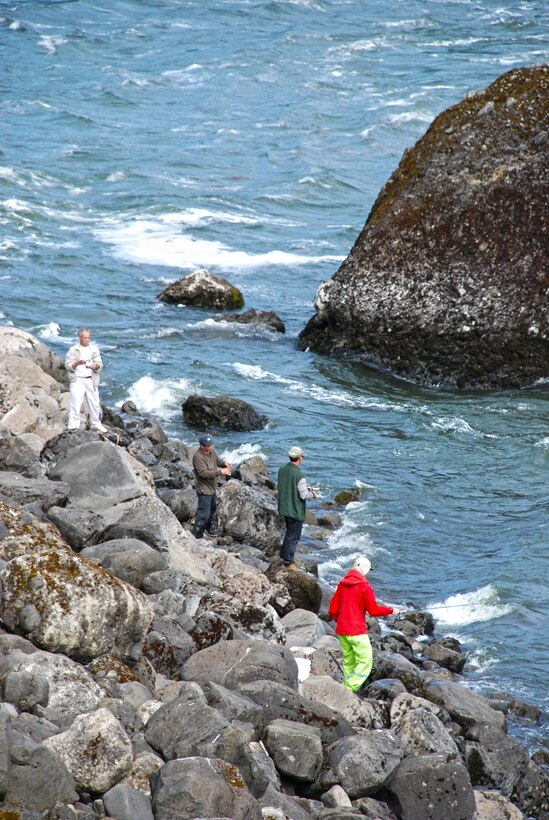 Fishing at the Bradford Island Recreation Area at Bonneville Lock and Dam.