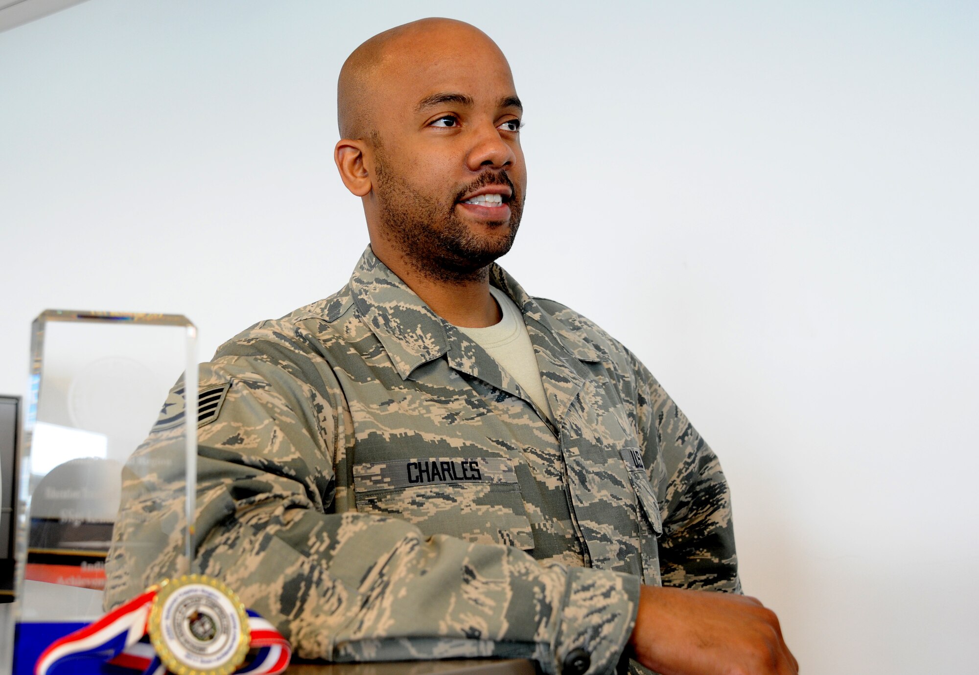 Staff Sgt. Kenton Charles was one of three Airmen from the Air Force District of Washington selected for promotion to technical sergeant at Joint Base Andrews, Maryland, June 26, 2014. Charles is an AFDW finance accounting technician. Of the 38,344 staff sergeants eligible for promotion to technical sergeant, 6,684 were selected, a 17.43 percent selection rate. (U.S. Air Force photo/Master Sgt. Tammie Moore)