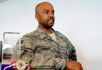 Staff Sgt. Kenton Charles was one of three Airmen from the Air Force District of Washington selected for promotion to technical sergeant at Joint Base Andrews, Maryland, June 26, 2014. Charles is an AFDW finance accounting technician. Of the 38,344 staff sergeants eligible for promotion to technical sergeant, 6,684 were selected, a 17.43 percent selection rate. (U.S. Air Force photo/Master Sgt. Tammie Moore)