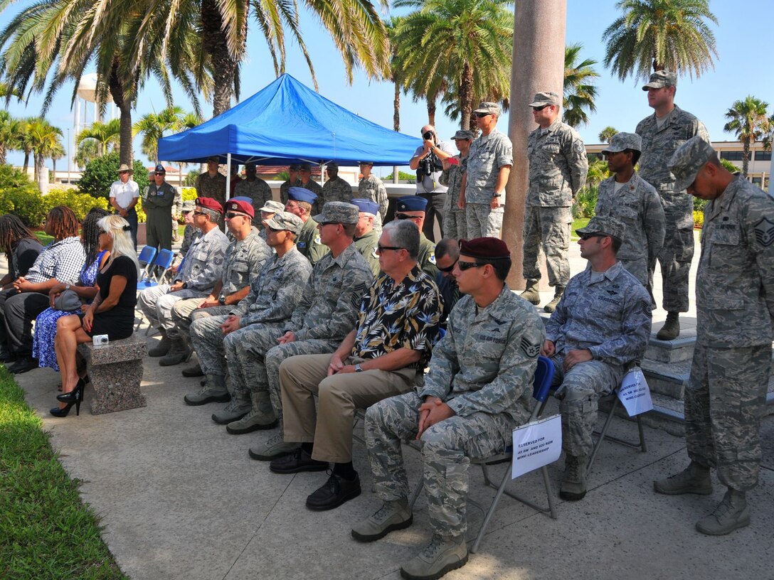Airmen and friends of the 920th Rescue Wing paid respects to five coworkers who were killed in the 1996 bombing of Khobar Towers in a ceremony held here June 25. The bombing took place June 6, 1996 at Khobar Towers, a housing complex at Dhahran Air Base, Saudi Arabia, when a truck bomb exploded outside an 8-story building where Airmen were staying. In addition to the 19 Airmen, nearly 500 people of varied nationalities were wounded. (courtesy photo/Malcolm Denemark-Florida Today)