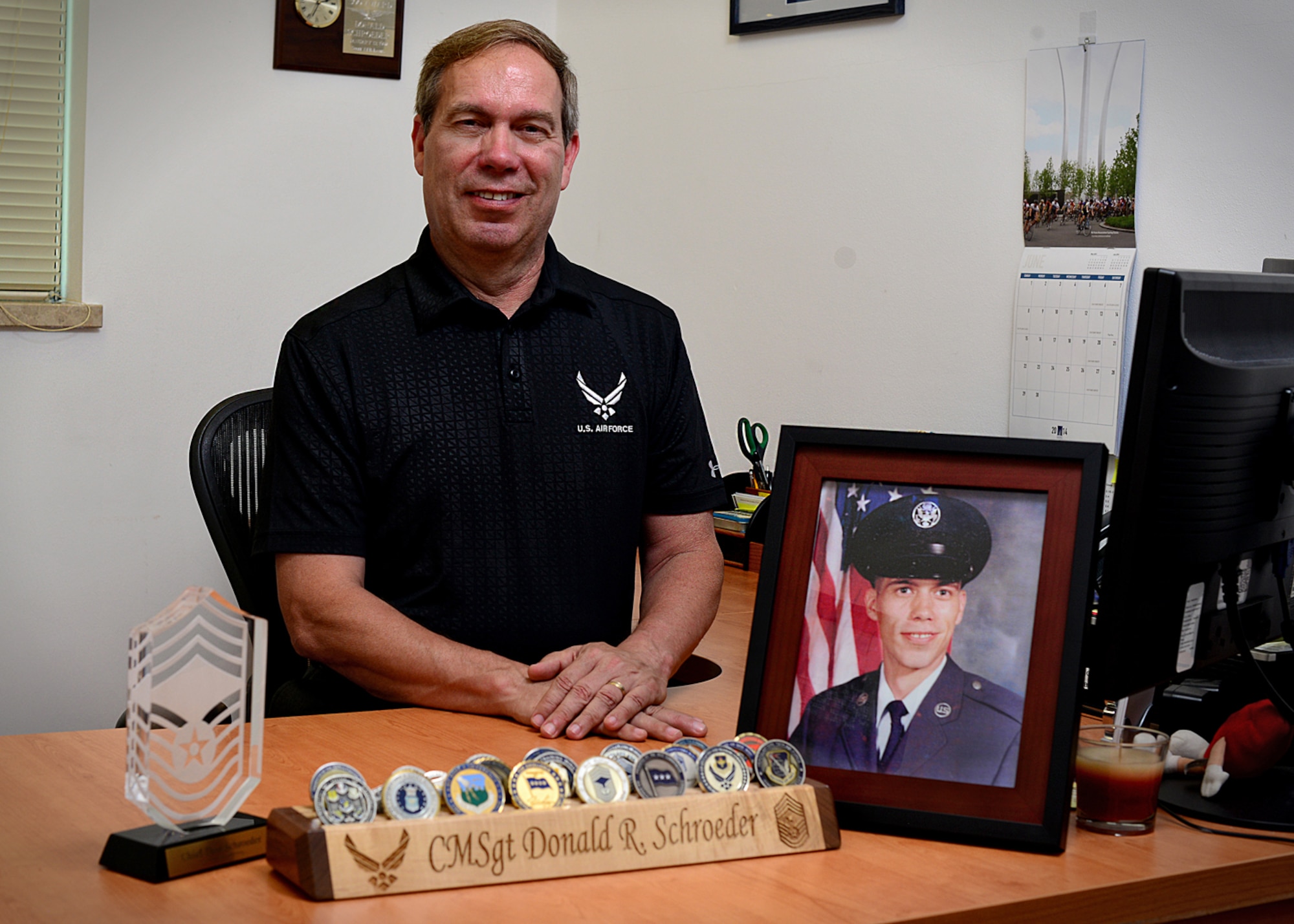On May 16, 1980, Schroeder a young 23-year-old, enlisted as a firefighter in the U.S. Air Force. For three decades, retired Chief Master Sgt. Don Schroeder moved through countless assignments, experienced both happy and painful moments and adapted to changes from a forever-growing Air Force, which guided him to his final position as a command chief. (U.S. Air Force photo/Senior Airman Michael Battles)
