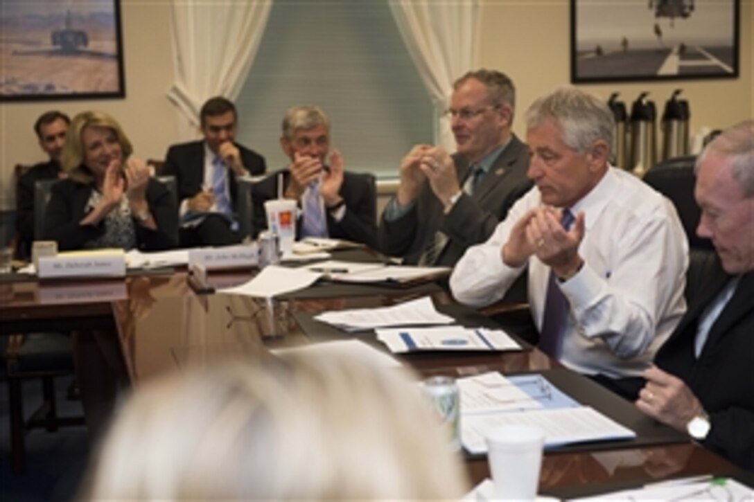 Defense Secretary Chuck Hagel hosts a Senior Leadership Counsel at the Pentagon, June 26, 2014. 