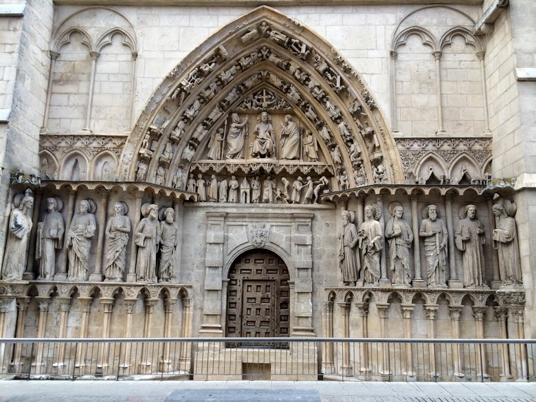 This is the side entrance into the 13th century Cathedral de Santa Maria, located in Burgos, Spain..  Barney Schulte, a structural engineer in the U.S. Army Corps of Engineers Nashville District, captured this photo May 13, 2014 during his 490-mile pilgrimage of Camino de Santiago, an ancient path that Christians retrace for spiritual renewal.