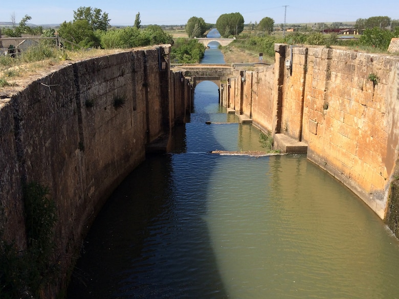 This is the 18th century Canal de Castilla, a canal system that originally contained 50 locks.  This portion, once used to transport crops, is located in Fromista, Spain.  Barney Schulte, a structural engineer in the U.S. Army Corps of Engineers Nashville District, took this photo May 16, 2014 during his 490-mile pilgrimage of Camino de Santiago, an ancient path that Christians retrace for spiritual renewal.