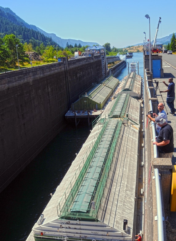 Locking through at Bonneville Lock and Dam. Visitors can view the locks from the Oregon side of the Bonneville Lock and Dam Project.