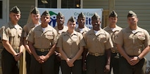 Marines from Bravo Company, 8th Engineer Support Battalion, 2nd Marine Logistics Group stand in front of a house they helped build in Newport, N.C., June 26, 2014. The Marines worked on the house with other volunteers for approximately eight months before turning it over to the receiving family.