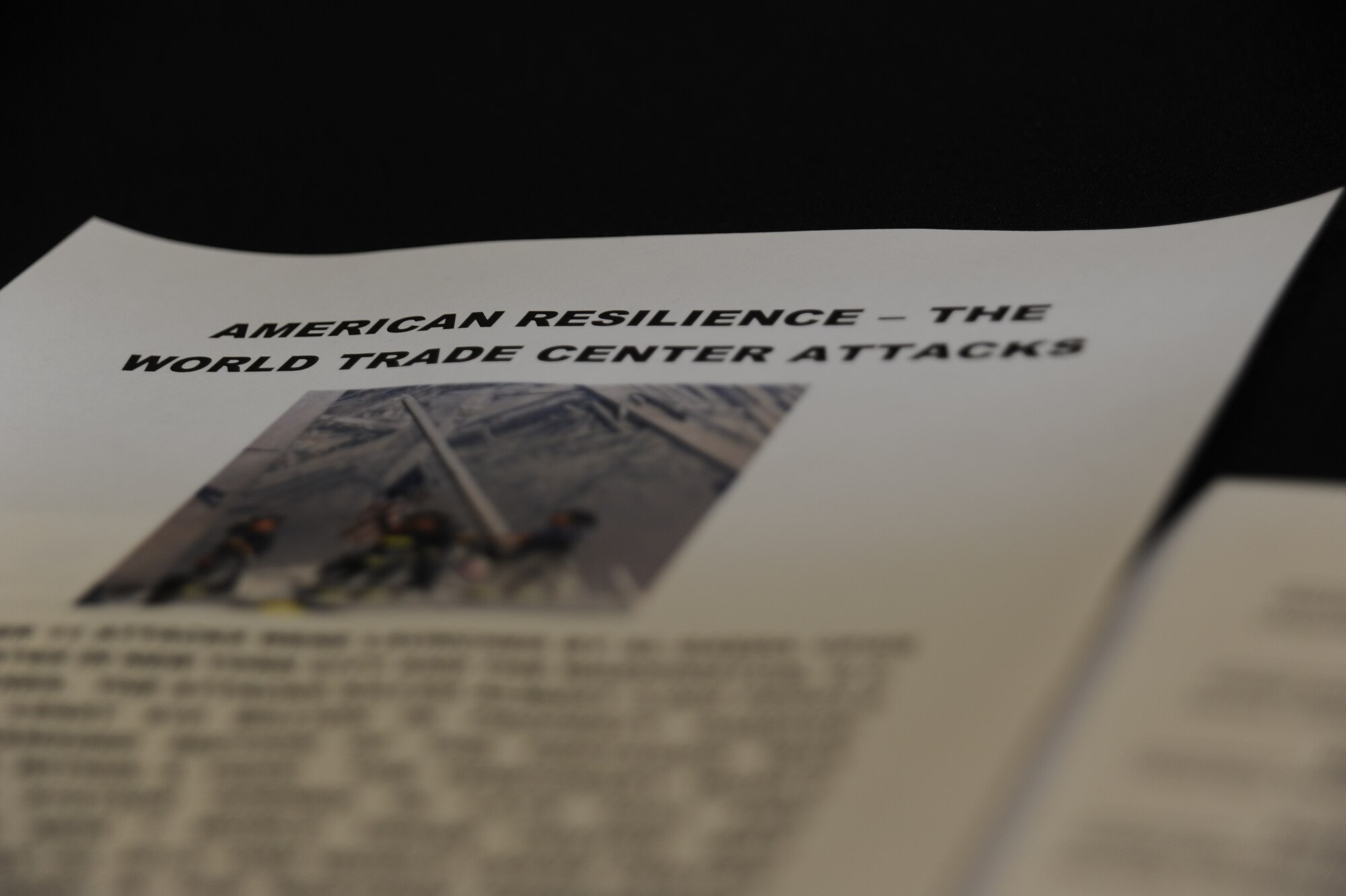 A flyer sits on a table during a chief master sergeants resiliency training in Tucson, Ariz., June 25, 2014. The chiefs talked about issues they face personally and in the military and how resiliency has helped them overcome these matters. (U.S. Air Force photo by Airman 1st Class Betty R. Chevalier/Released)