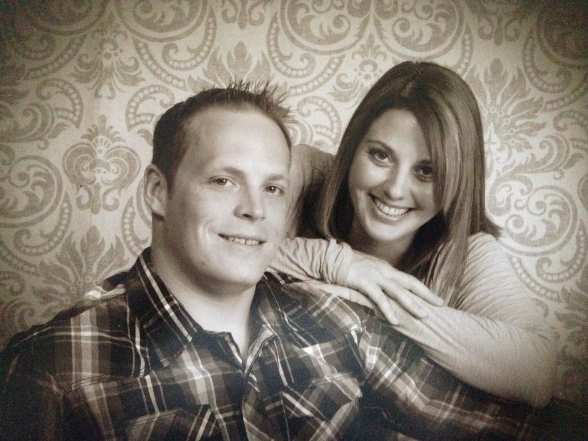 Master Sgt. Shalien Edmondson, 21st Airlift Squadron first sergeant, poses for a photo with her boyfriend Matt. Although deployed as a pararescueman during Edmondson’s surgery, Matt would utilize video chat to ensure he could be by her side. (Courtesy photo)