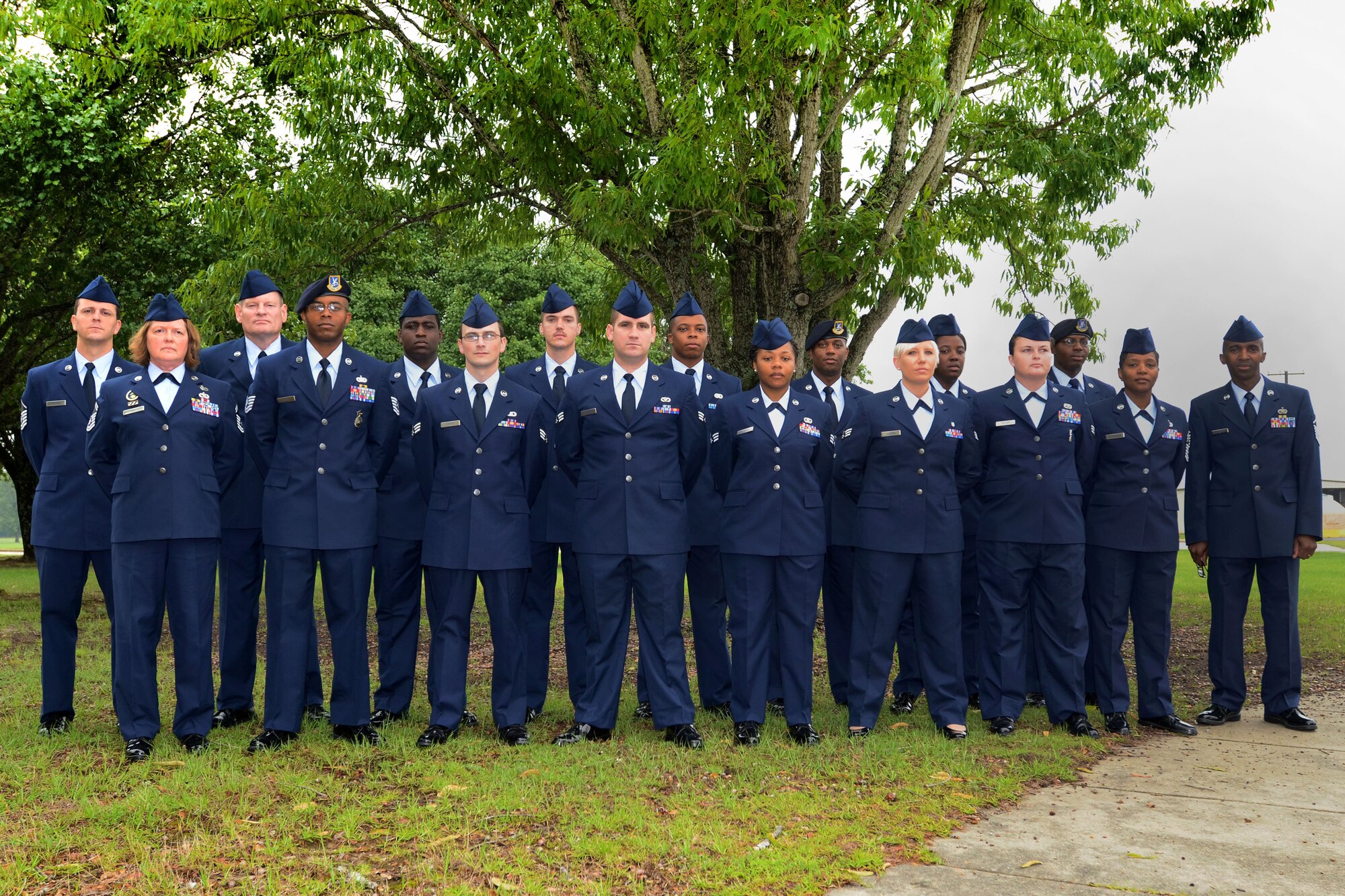 Class photo of Airmen Leadership School students at McEntire Joint National Guard Base May 31, 2014.  The 169th Fighter Wing distance-learning ALS course prepares Airmen for excellence in supervisory roles and responsibilities. (U.S. Air National Guard photo by Airman 1st Class Ashleigh S. Pavelek/Released)