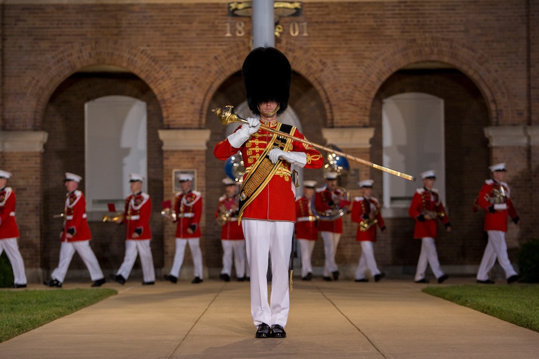 The United States Marine Band performs during a Friday Evening Parade at Marine Barracks Washington, D.C., June 27. (Official Marine Corps photo by Cpl. Larry Babilya/Released)