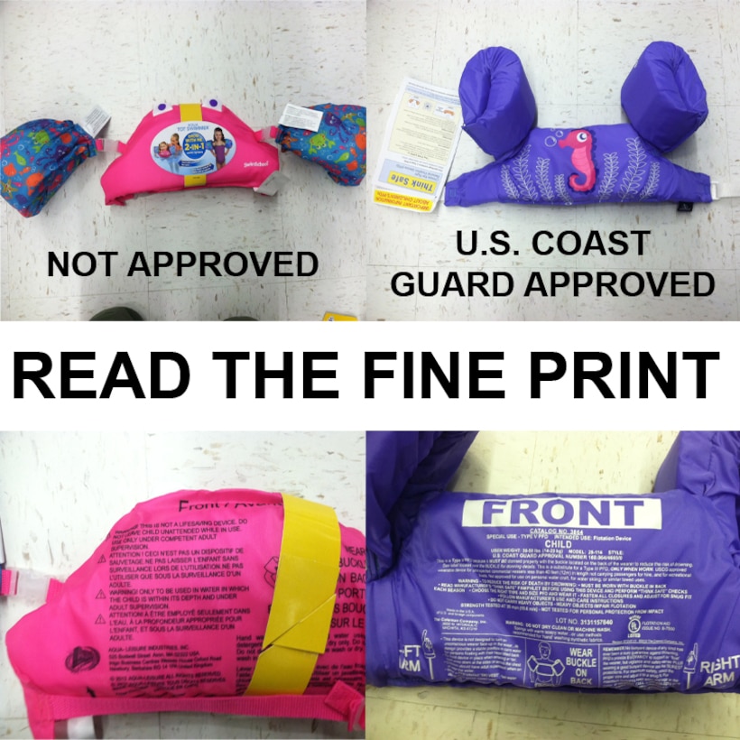 Don’t be fooled by similar looks or cheaper prices! If a life jacket doesn’t say U.S. COAST GUARD APPROVED it won’t pass a boat inspection and it could cost you a precious life.