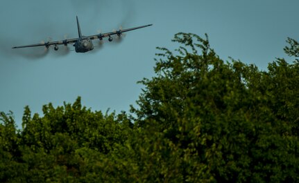 An Air Force Reserve aircrew flying a C-130 Hercules assigned to the 910th Airlift Wing, Youngstown Air Reserve Station, Ohio, performs aerial spraying June 25, 2014, over Joint Base Charleston, S.C. The C-130 Hercules and crew sprayed for mosquitos on JB Charleston and is the only unit of its kind in the Air Force.  (U.S. Air Force photo/Airman 1st Class Clayton Cupit)